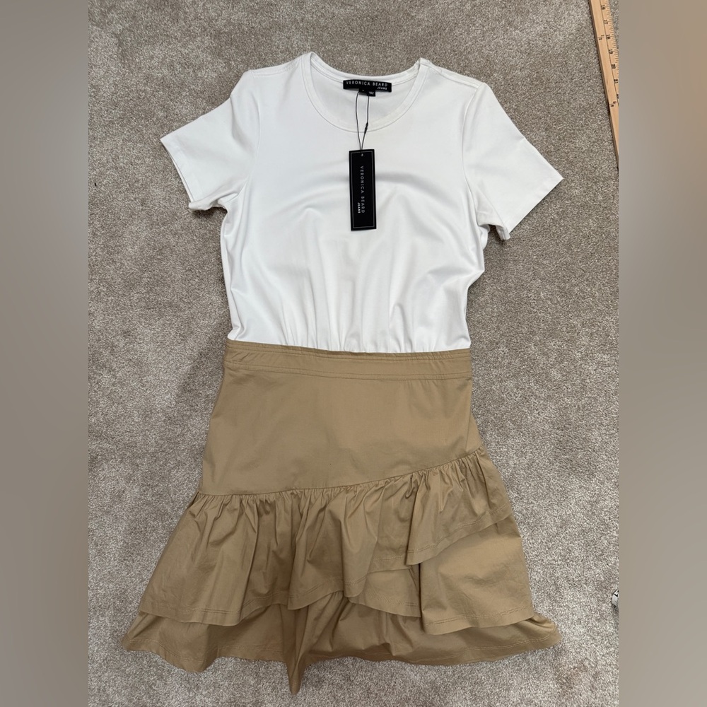 Veronica Beard - Noha T-Shirt with Mini Flounced Tiered Mini Dress - size Medium - Picture 3 of 16